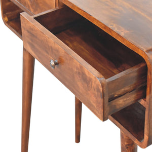 Sonata Chestnut Console Table, Nordic Legs, 2-Drawers, Open Slot