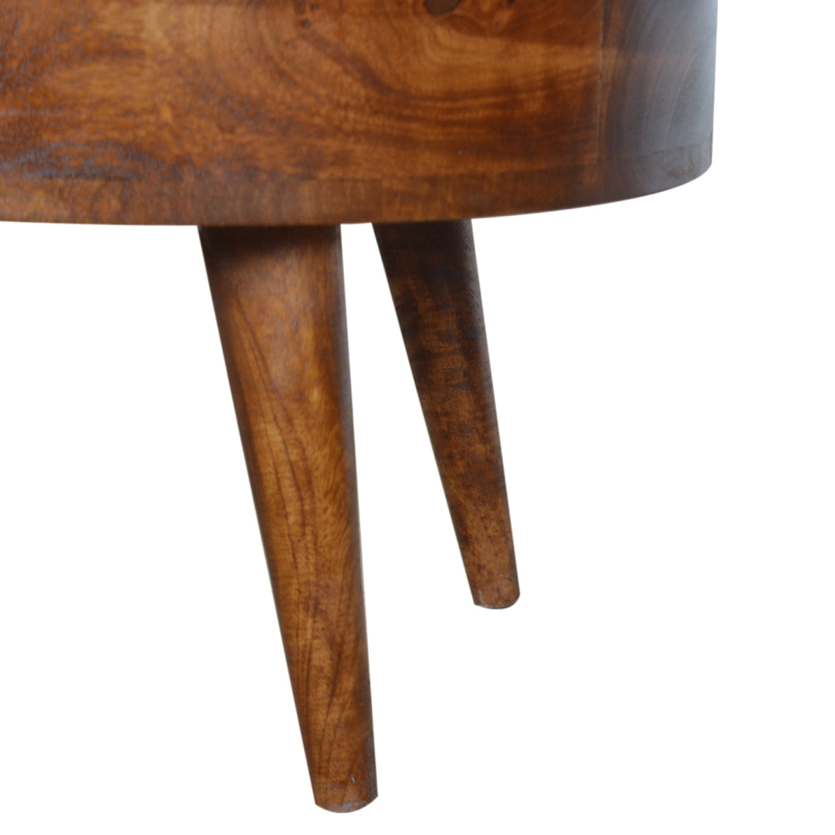Chestnut Rounded Coffee Table, Nordic Legs, 2-Drawers