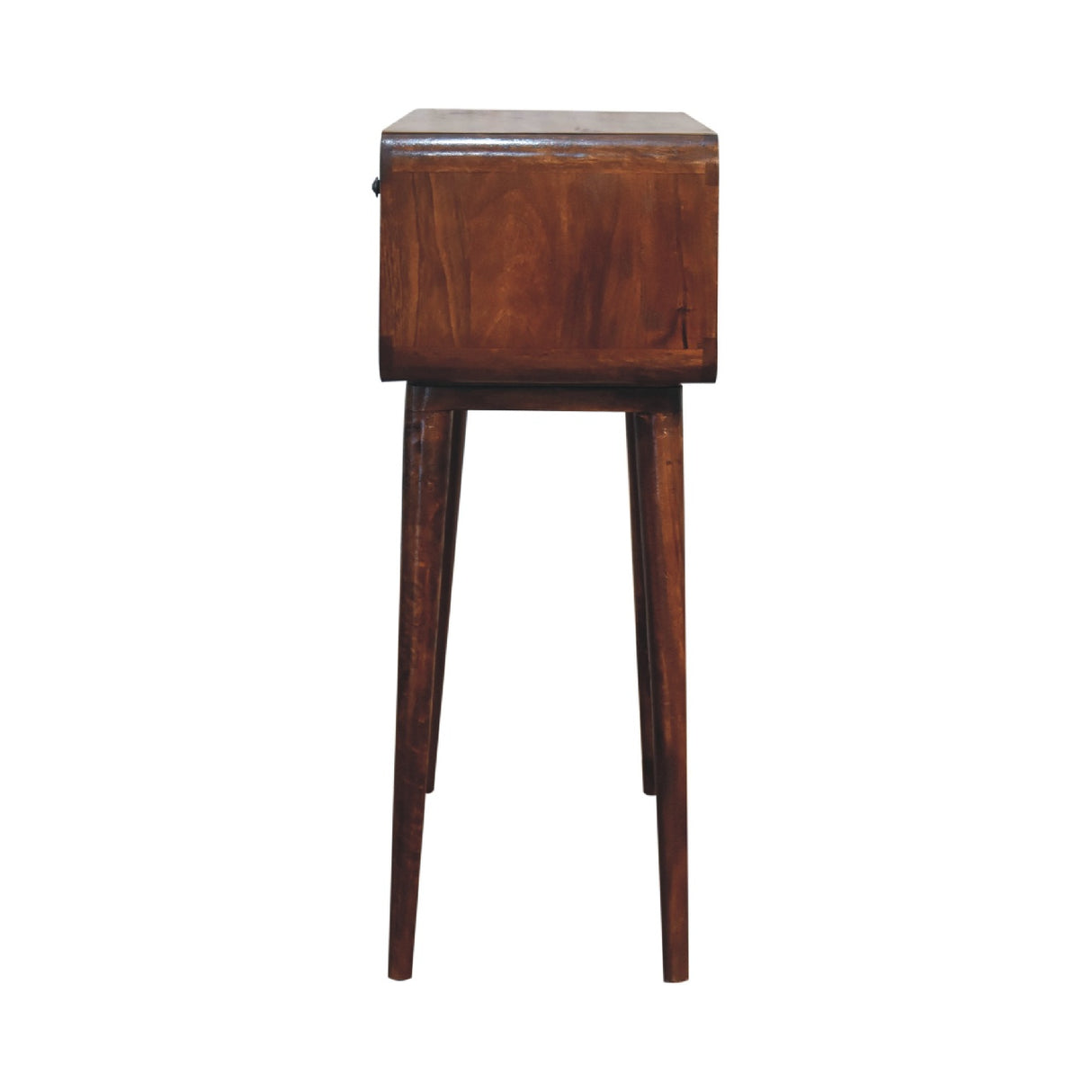 Sonata Chestnut Console Table, Nordic Legs, 2-Drawers, Open Slot