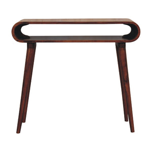 Solid Wood Amaya Nordic Style Console Table, Open Storage, Chestnut