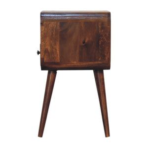 Solid Wood Mini Curve Bedside, 1-Drawer, 1 Open Slot, Chestnut
