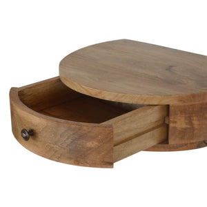 Solid Wood Wall-Mounted Rounded Nightstand, 1-Drawer, Oak-ish