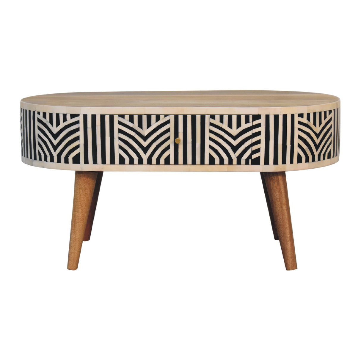Edessa Bone Inlay Coffee Table, 2-Drawers, Nordic Legs