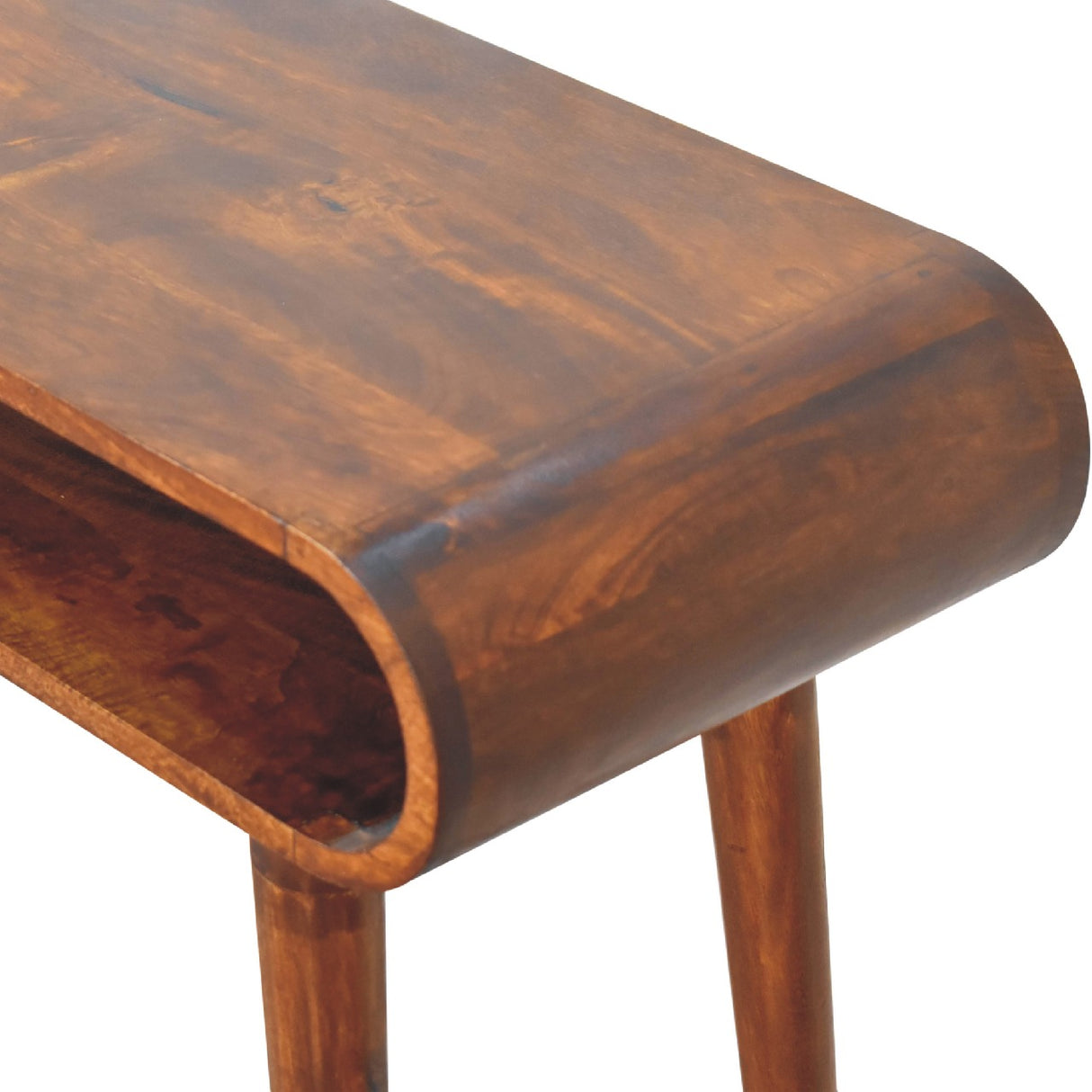Solid Wood Amaya Nordic Style Console Table, Open Storage, Chestnut
