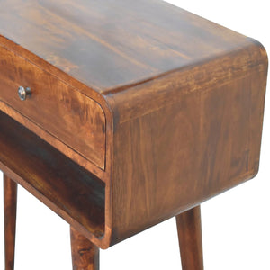 Sonata Chestnut Console Table, Nordic Legs, 2-Drawers, Open Slot