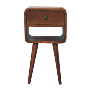 Solid Wood Mini Chestnut Curve Lower Bedside Nightstand