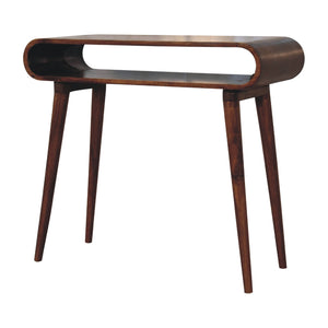 Solid Wood Amaya Nordic Style Console Table, Open Storage, Chestnut
