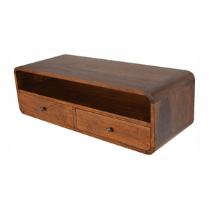 Solid Wood Floating Console, 2-Drawers, 1 Open Slot