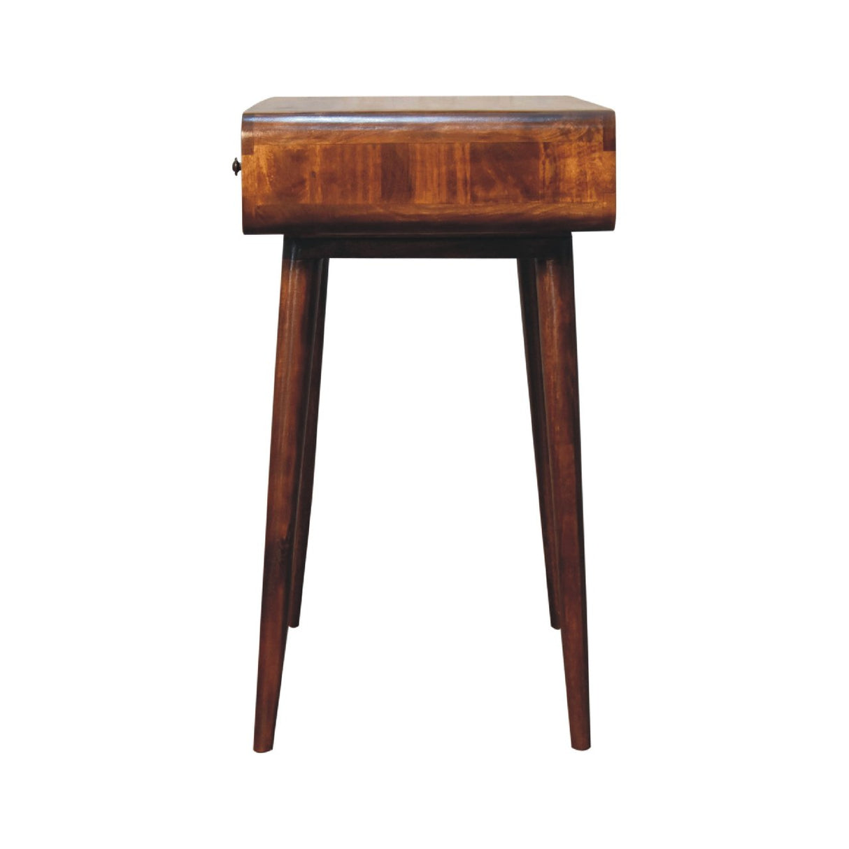 Solid Wood Curved Writing Desk, 1-Drawer, 1 Open Slot, Chestnut