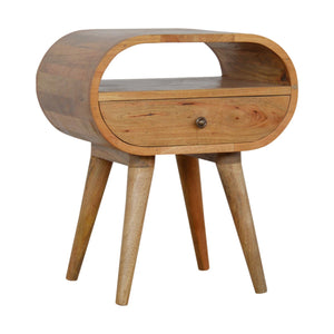 Circular Open Slot Nightstand, 1-Drawer, 1 Open Slot, Nordic Legs