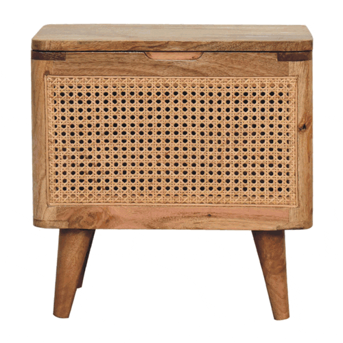 Soli Wood Larissa Lid-up Storage Stool, Oak-ish