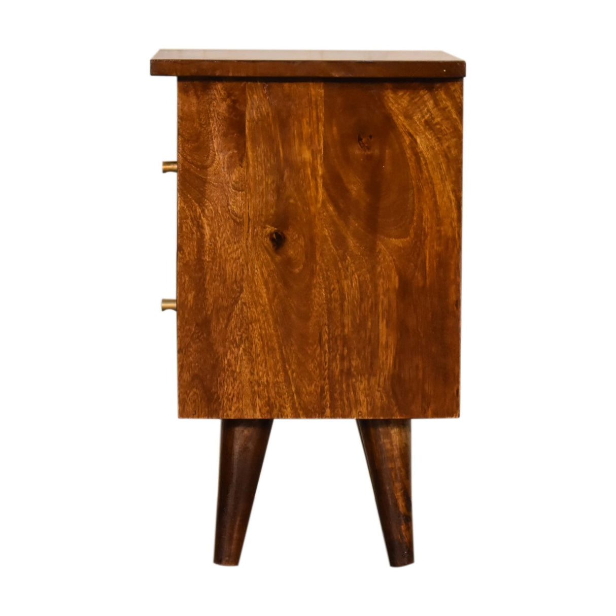 Solid Wood Bedside Table with 2 Drawers in Chestnut