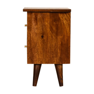 Solid Wood Bedside Table with 2 Drawers in Chestnut