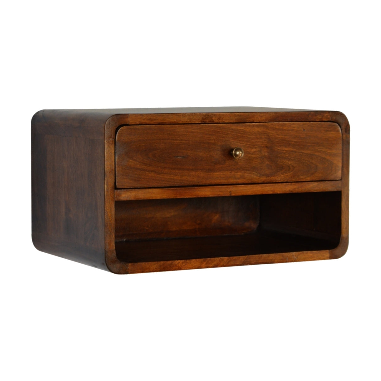 Solid Wood Curve Floating Nightstand