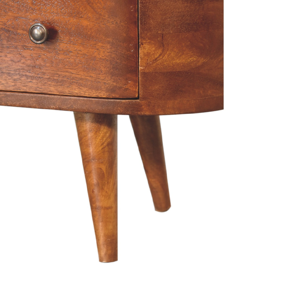 Chestnut Round Open Media Unit, 2-Drawers, 1 Open Slot