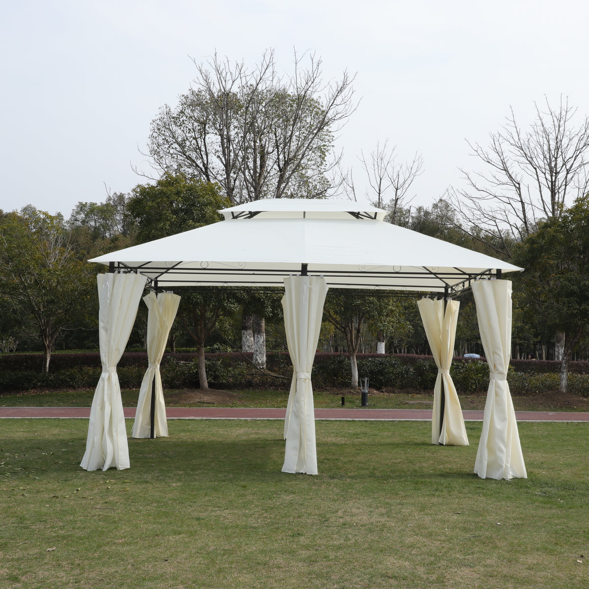 13x10 Outdoor Patio Gazebo Canopy Tent with Ventilated Double Roof