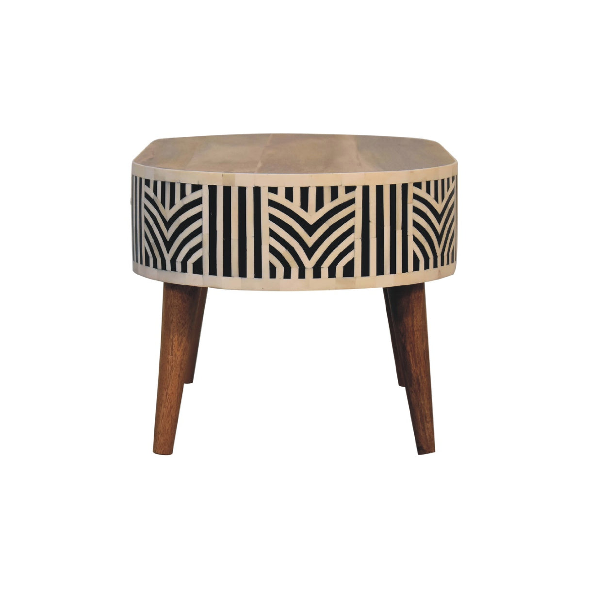 Edessa Bone Inlay Coffee Table, 2-Drawers, Nordic Legs