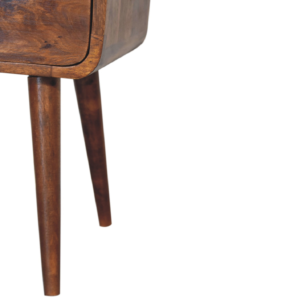 Solid Wood Mini Curve Bedside, 1-Drawer, 1 Open Slot, Chestnut