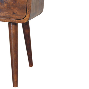 Solid Wood Mini Curve Bedside, 1-Drawer, 1 Open Slot, Chestnut