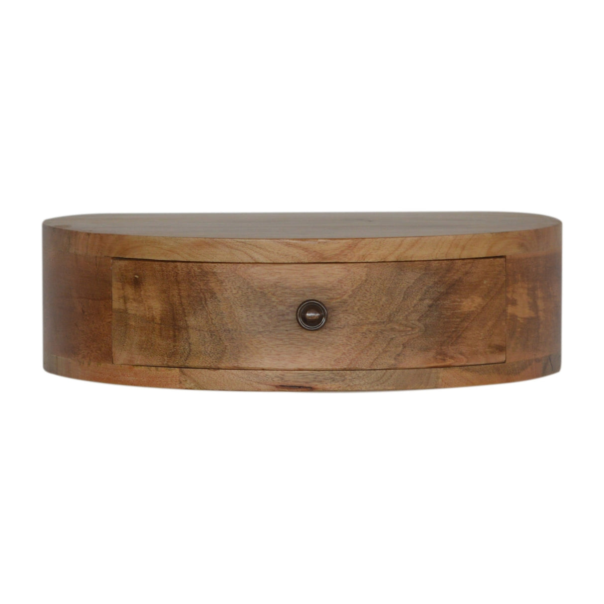 Solid Wood Wall-Mounted Rounded Nightstand, 1-Drawer, Oak-ish