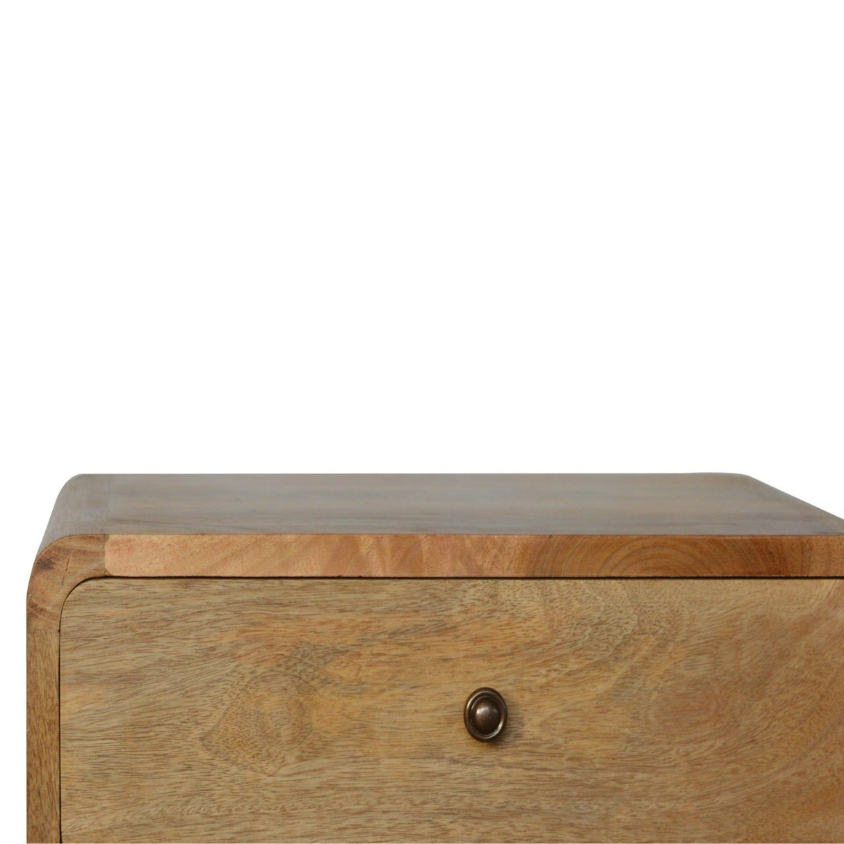 Solid Wood Curved Bedside, 2 Drawers, Oak-ish