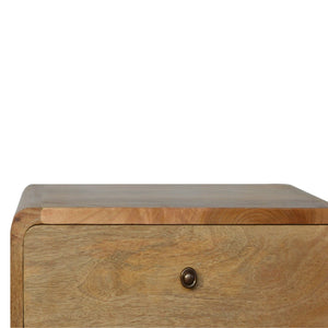 Solid Wood Curved Bedside, 2 Drawers, Oak-ish