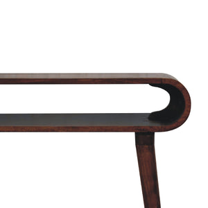 Solid Wood Amaya Nordic Style Console Table, Open Storage, Chestnut