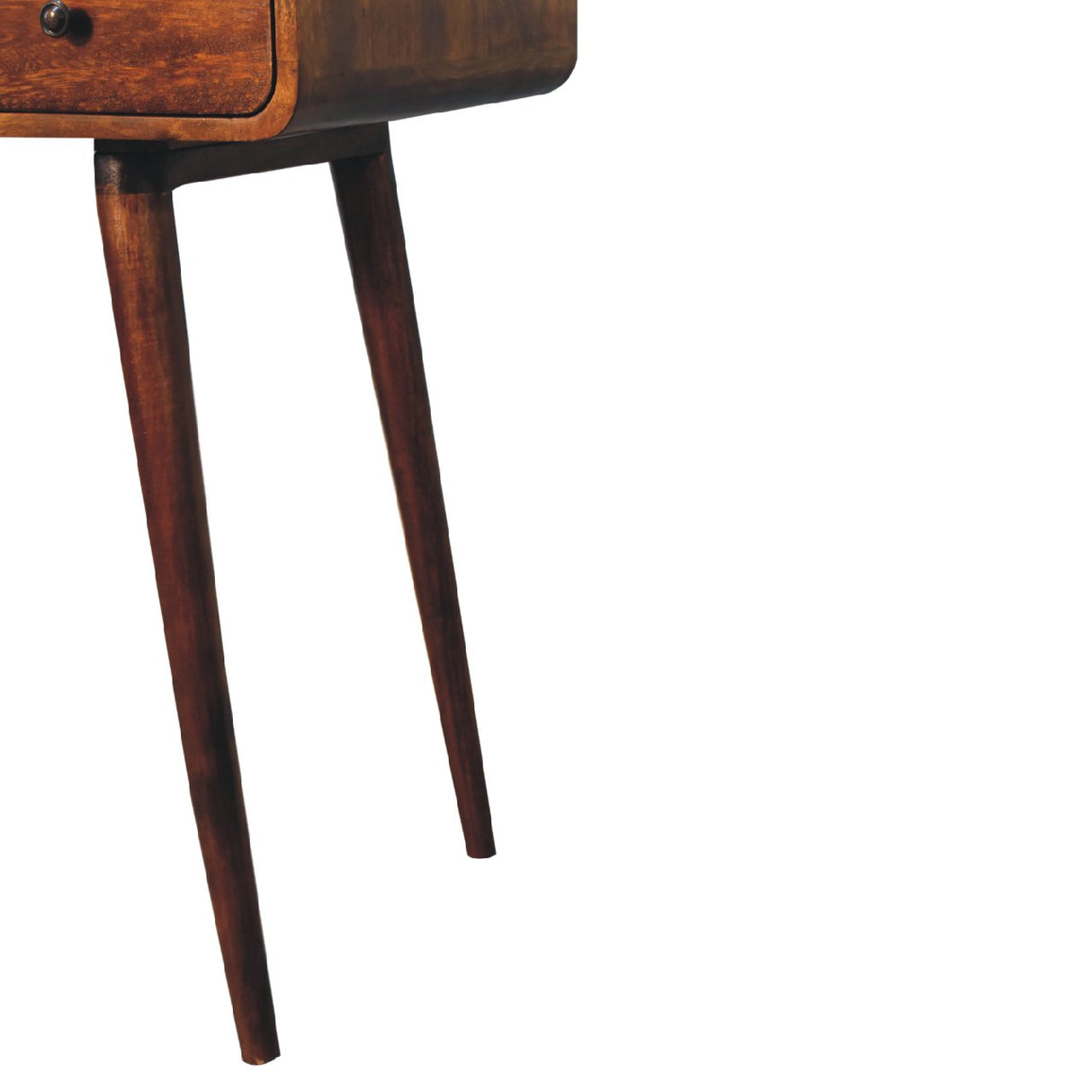 Solid Wood Curved Writing Desk, 1-Drawer, 1 Open Slot, Chestnut
