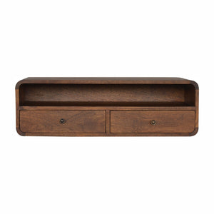 Solid Wood Floating Console, 2-Drawers, 1 Open Slot