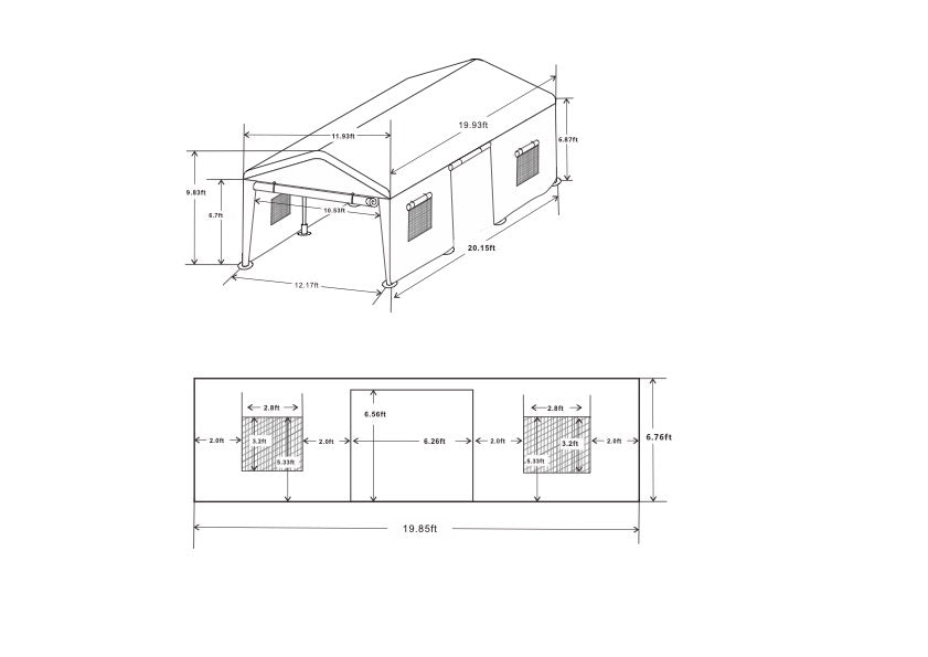 12x20 Feet Heavy Duty Outdoor Portable Garage Tent