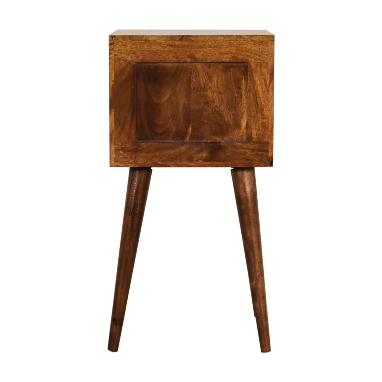 Solid Wood Mini Nightstand, 2-Drawers, Chestnut