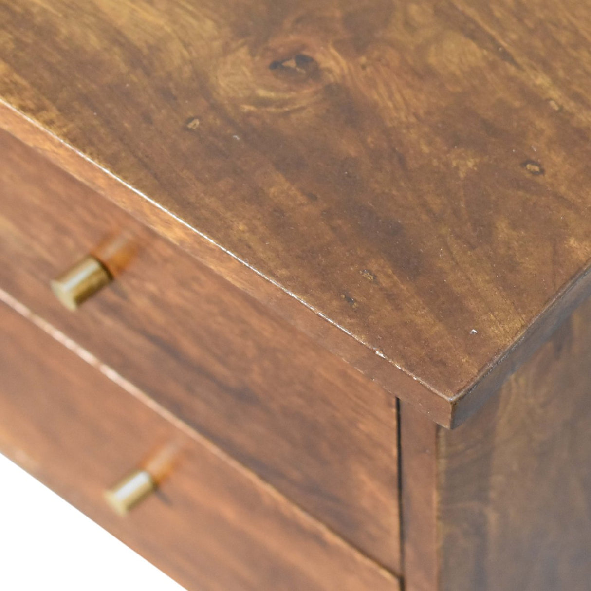 Solid Wood Bedside Table with 2 Drawers in Chestnut