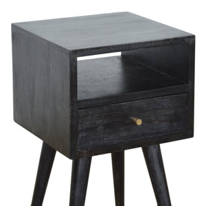 Solid Wood, Mini Nightstand, 1-Drawer, 1 Open-Slot, Ash
