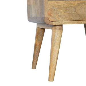 Solid Wood Curved Bedside, 2 Drawers, Oak-ish