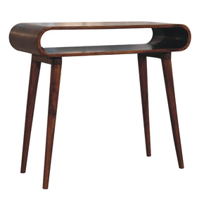 Solid Wood Amaya Nordic Style Console Table, Open Storage, Chestnut