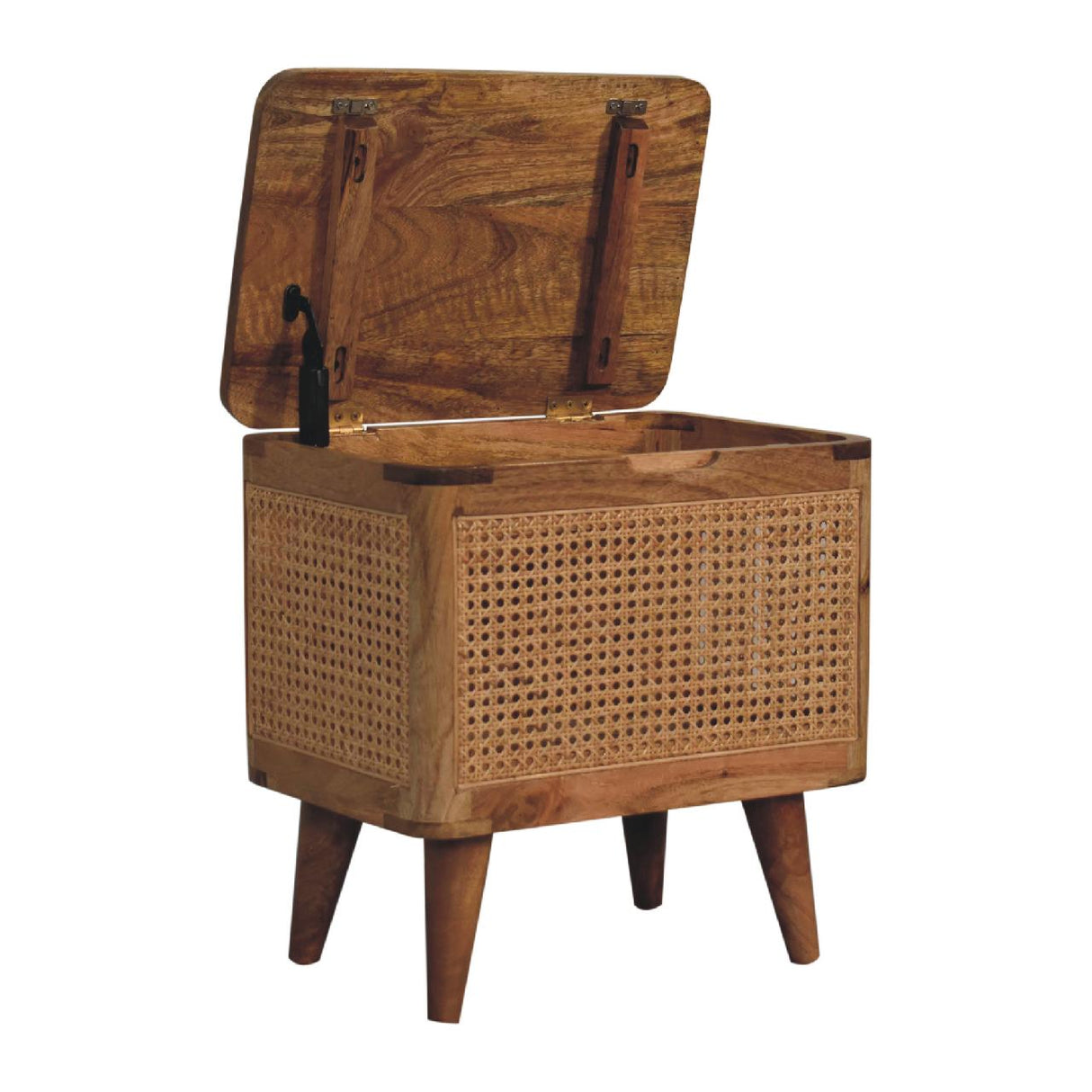 Soli Wood Larissa Lid-up Storage Stool, Oak-ish