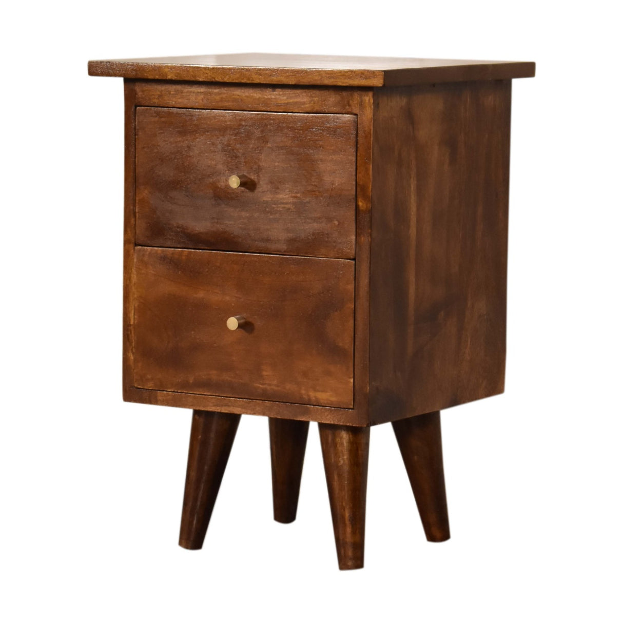 Solid Wood Bedside Table with 2 Drawers in Chestnut