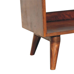Solid Wood Chestnut Bench with Leather Seat Pad