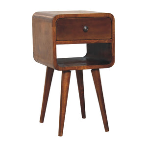 Solid Wood Mini Chestnut Curve Lower Bedside Nightstand