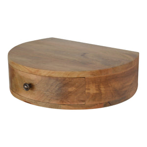 Solid Wood Wall-Mounted Rounded Nightstand, 1-Drawer, Oak-ish