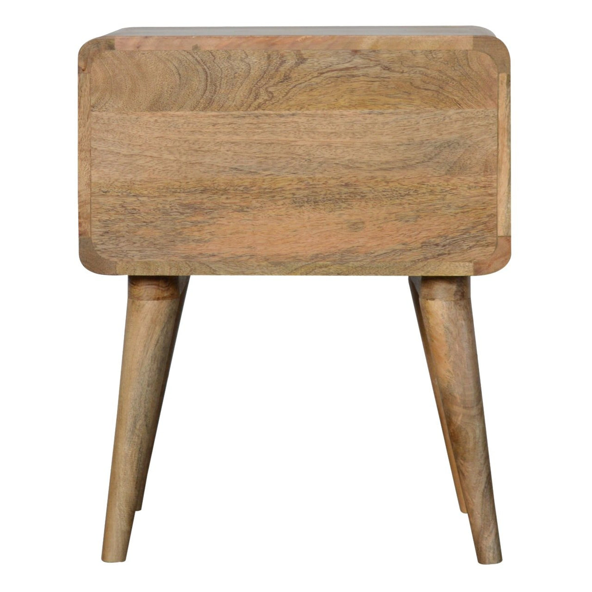 Solid Wood Curved Bedside, 2 Drawers, Oak-ish