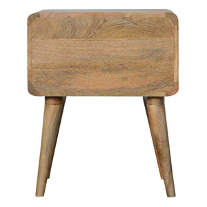 Solid Wood Curved Bedside, 2 Drawers, Oak-ish