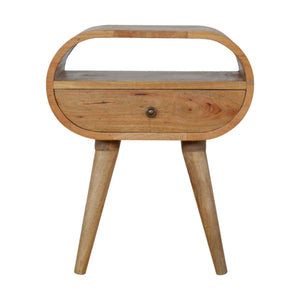Circular Open Slot Nightstand, 1-Drawer, 1 Open Slot, Nordic Legs