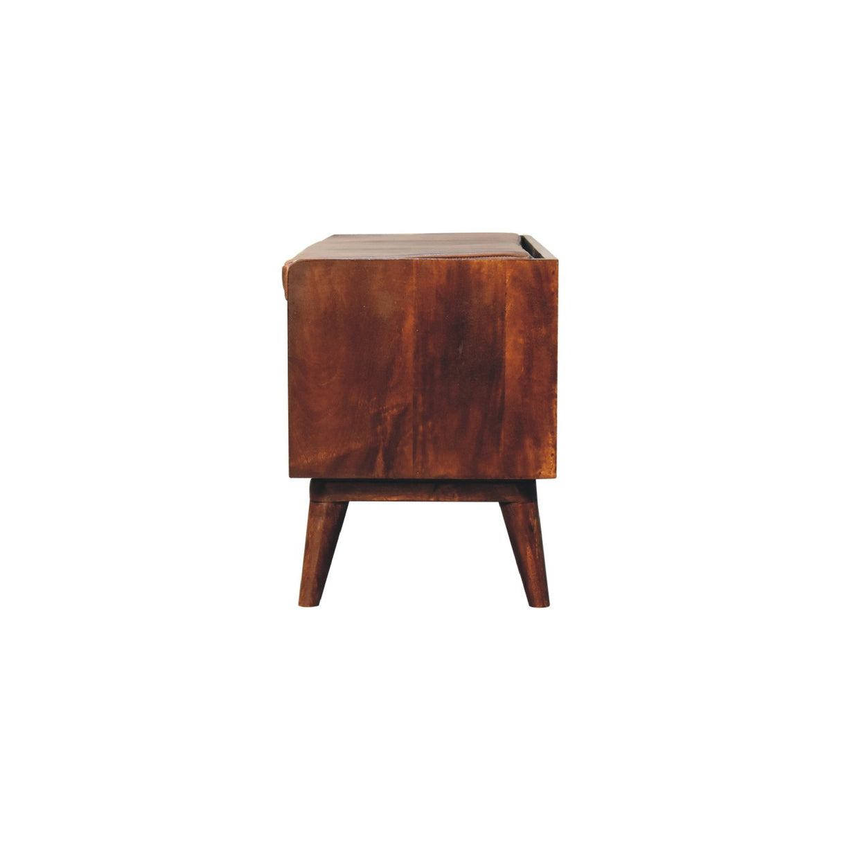 Solid Wood Chestnut Bench with Leather Seat Pad
