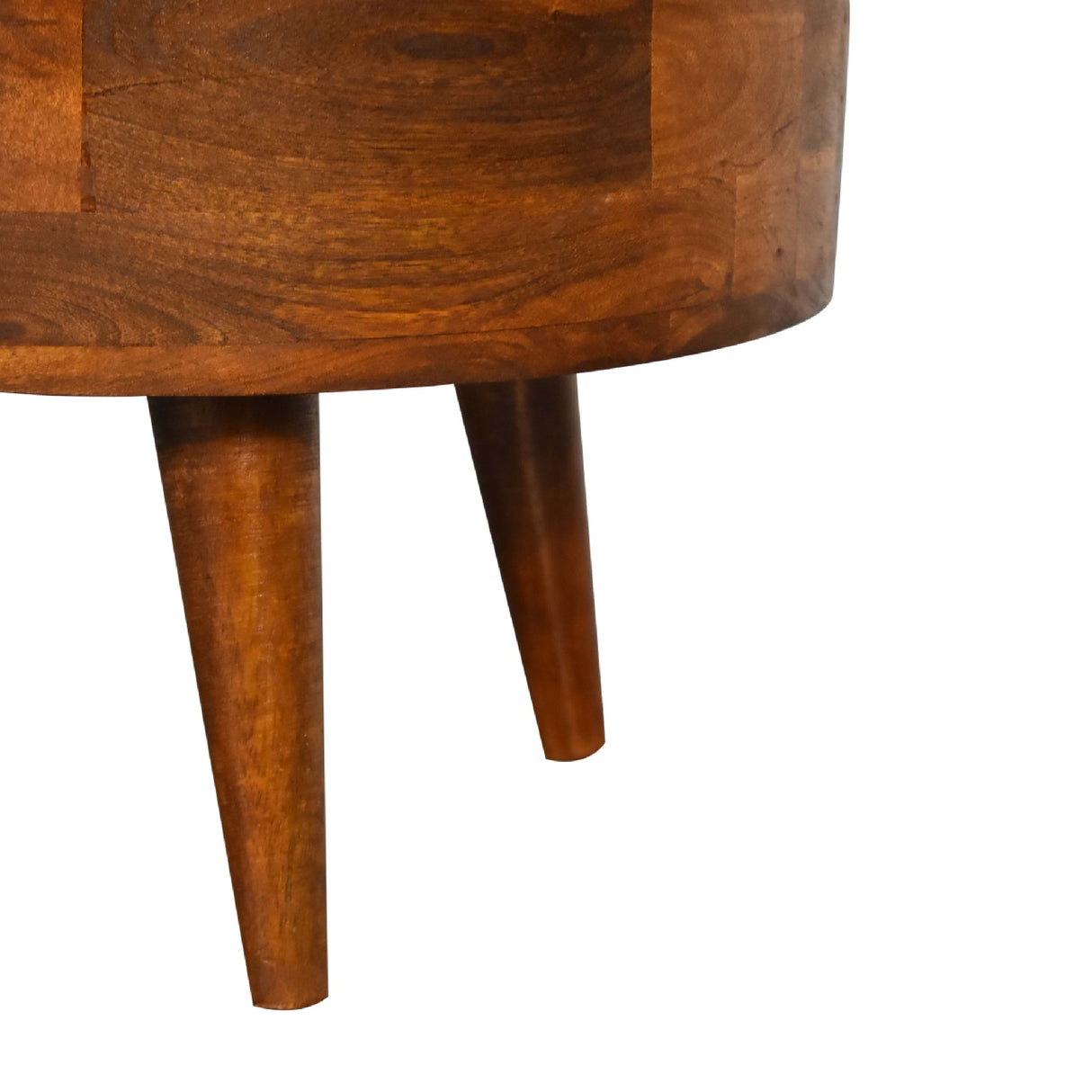 Solid Wood Mini Chestnut Rounded Coffee Table, 2-Drawers