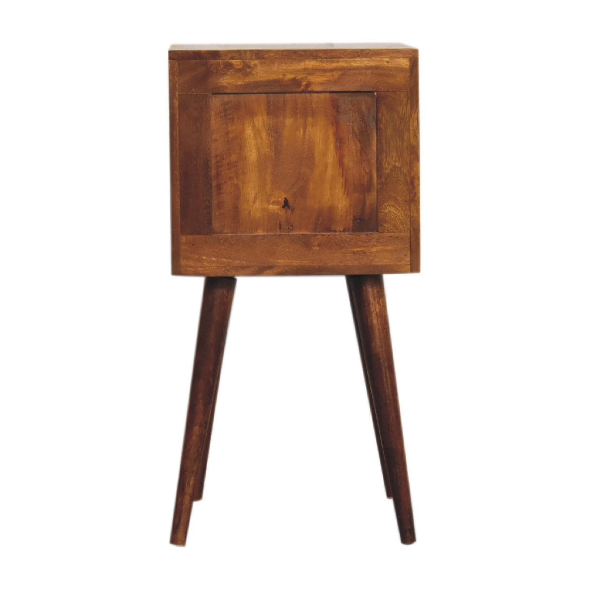 Solid Wood Mini Cube Nightstand, 2-Drawers, Chestnut