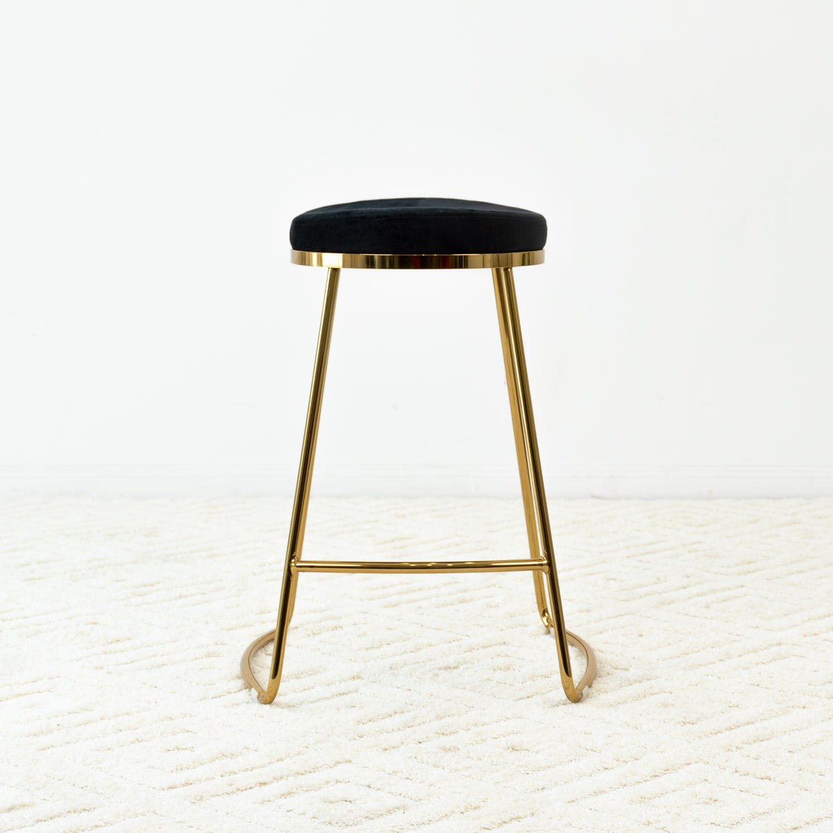 26" Mid-Century Modern Luxury Upholstered Stool with Velvet - Ashcroft