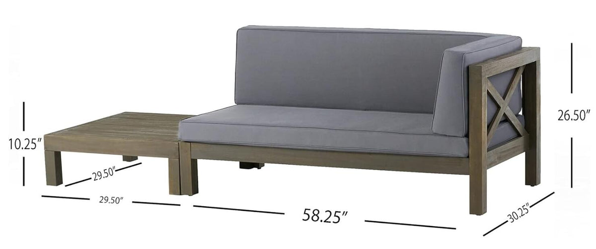 Brava X-Back Corner Bench with Coffee Table