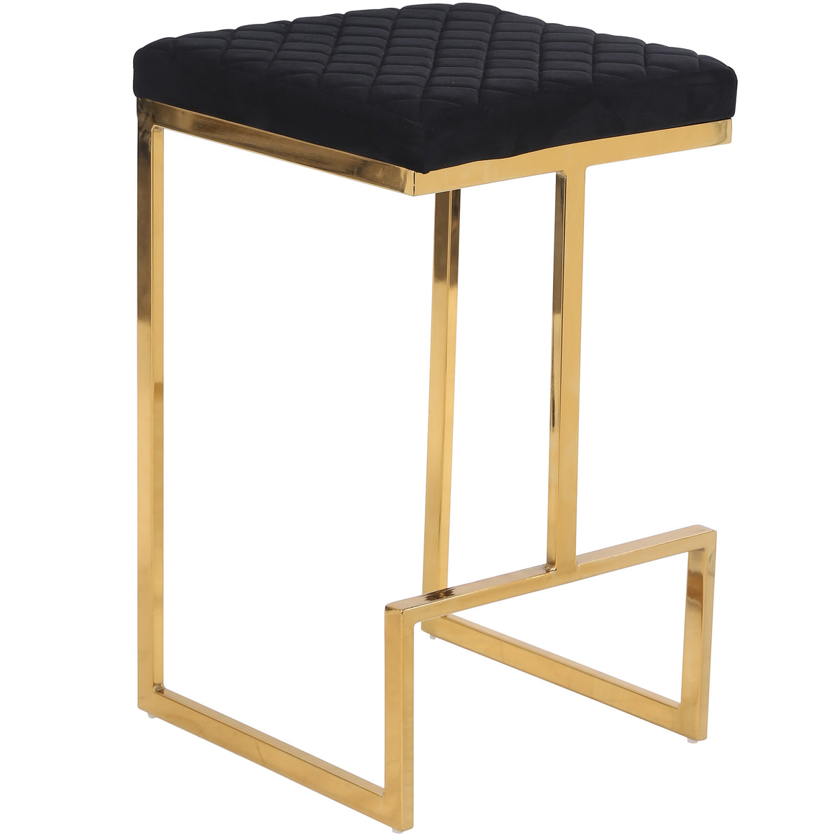 Mid Century Modern Luxury Upholstered Stool with Velvet – Charcoal