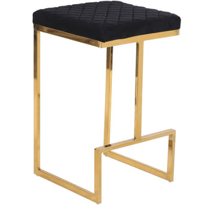 Mid Century Modern Luxury Upholstered Stool with Velvet – Charcoal